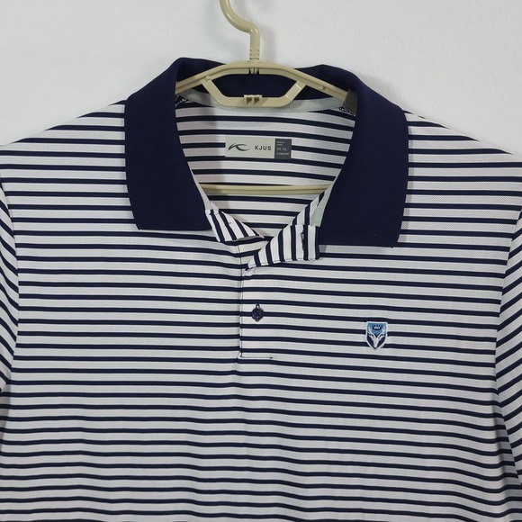 KJUS Other - KJUS Luis Stripe Polo Shirt Mens XL Blue White MG60-F00 Short Sleeve Golf